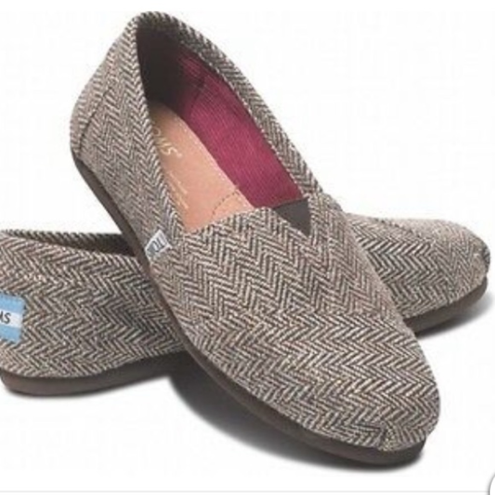 Brown Metallic Herringbone Classic Women’s Toms